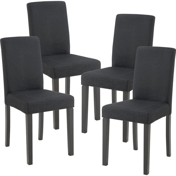 Sedia Da Pranzo 'Hamburg' Set Di 4 Sedie Imbottite Gambe In Legno Nero-image
