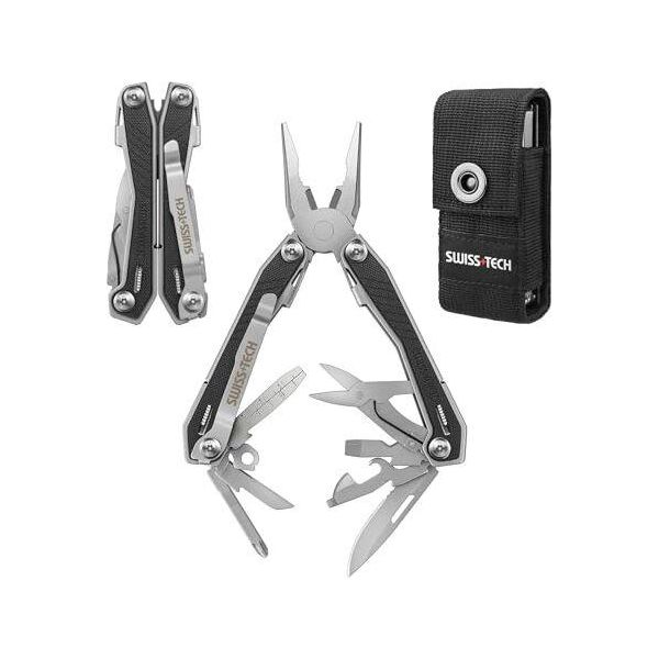 Schweizer+Tech Pinze Multifunzione 16 In 1 Multi-Tool In Acciaio Inossidabile Strumento Multiutensile Pieghevole Manico In G10 Coltello Forbici Apribottiglie Escursionismo Campeggio-image