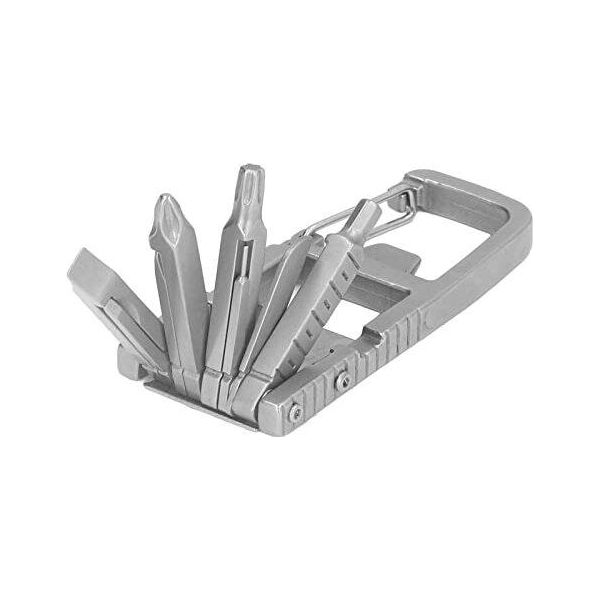 12 In 1 Multiutensile Tascabile Pieghevole In Acciaio Inox - Chiave Rotonda, Moschettone Per Bottiglie, Cacciavite, Righello, Multi Campeggio, Fuori-image