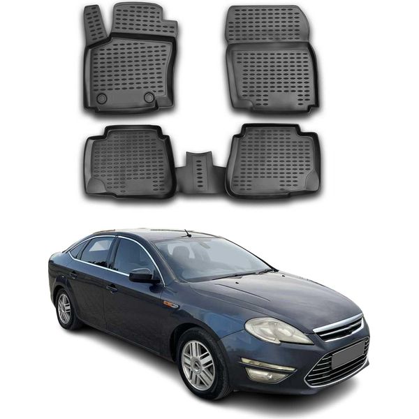 2007-2014 Ford Mondeo Mk4 Tappetini Tpe Nero 4 Pz-image