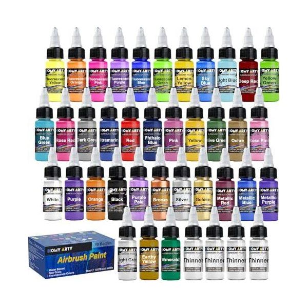 Vernice Per Aerografo, Set Di 36 Colori 4 Diluenti, Vernici Per Aerografo A Base D'acqua, Ready Spray, 20 Ml/Bottiglia-image