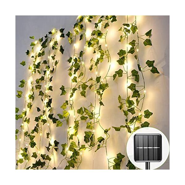 Luci Solari Da Esterno, Luci Dell'edera 120 Led 12 M, Resistenti Alle Intemperie, 8 Modi Giardino, Balcone, Terrazza, Decorazione Della Stanza-image