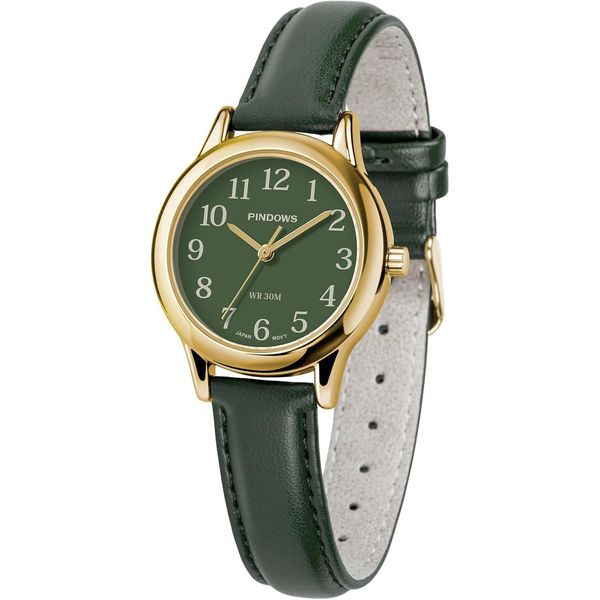 Orologio Analogico Minimalista Al Quarzo Da Donna, Cassa Dorata Con Cinturino In Pelle Nera, Orologio Da Polso Elegante E Alla Moda Da Indossare Tutti I Giorni-image