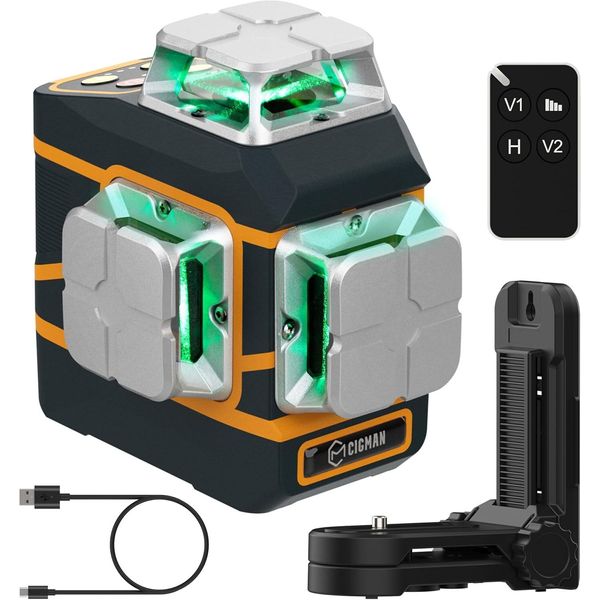 Cigman CM-801 Dispositivo Di Livellamento Laser 3D - 3X360°, Laser Verde, IP54, Telecomando-image