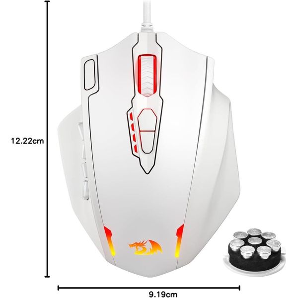 Redragon M908 Impact Rgb Led Mmo Mouse Con Pulsanti Laterali, Mouse Ottico Da Gioco Cablato Con 12.400 Dpi, Alta Precisione, 20 Programmabili-image