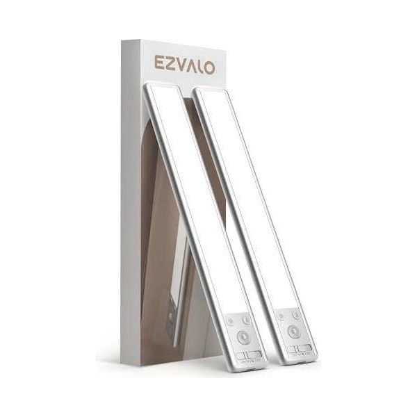 Ezvalo Illuminazione Armadio Led 20 Cm, 62 Luci Sensore Di Movimento Senza Fili, 1600 Mah Ricaricabile 3 Modalità Di Colore, Luce Dimmerabile, Mobile Da Cucina Sottostante-image