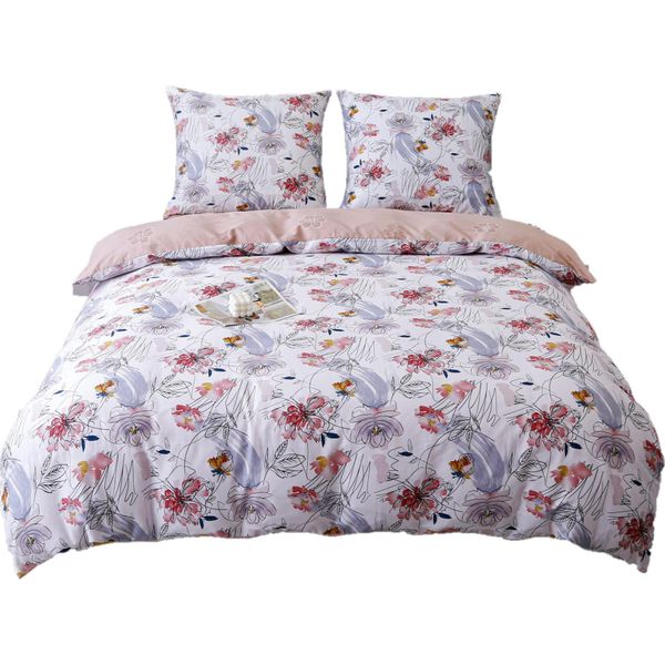 Biancheria Da Letto In Raso 160X200Cm Fiori Di Prato Rosa-image