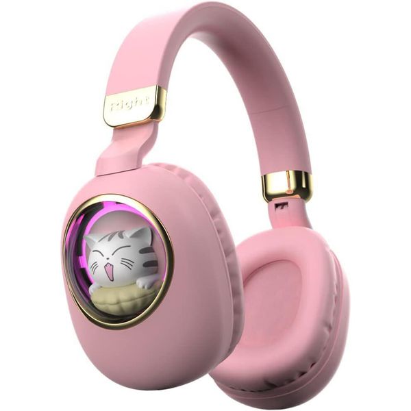 Cuffie Bluetooth Rosa Per Bambini Sopra L'orecchio Con Microfono Per La Scuola, Ragazzi Senza Fili, Ragazze, Con Cancellazione Del Rumore Sulle Cuffie Bluetooth Per Bambini-image