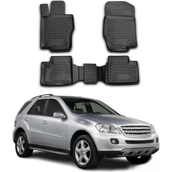 2005-2011 Mercedes Classe M W164 Tappetini Tpe Nero 4 Pezzi-image