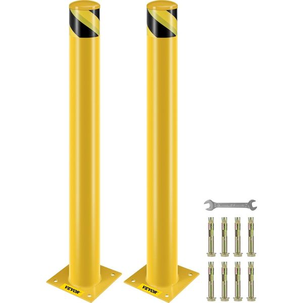 2 Pz. 107 Cm Dissuasore Di Sicurezza Per Parcheggi, 20 X 20 Cm Dissuasore Di Sicurezza Per Parcheggi, Dissuasore Di Sicurezza Per Parcheggi, Palo Per Traffico Stradale, Adatto Per Aree Interne Ed Esterne, Parcheggi-image