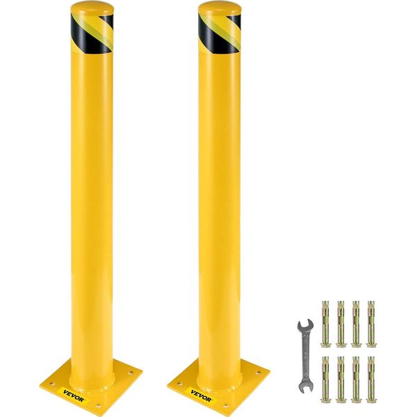 Dissuasore Di Sicurezza, Paletto In Acciaio, Barriera Tubolare Gialla In Acciaio, 42" H 5,5"" D"-image