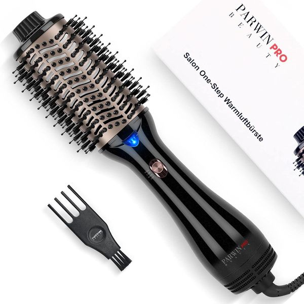 Spazzola Per Capelli E Volume, Spazzola Ovale 4 In 1 Per Asciugatura, Stiratura E Volume, Cura Ionica, 1000 Watt, Nero-image