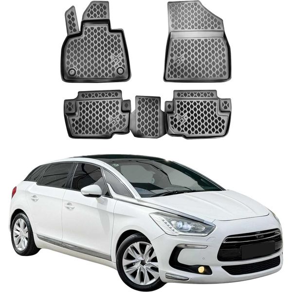 2011-2021 Citroen DS5 Tappetini Tpe Nero 4 Pezzi-image