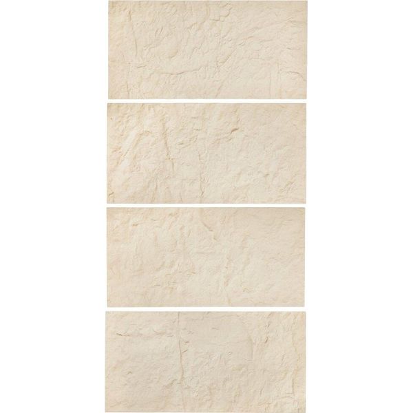 Set Di 4 Pannelli Murali 3D Inpoliuretanoeffetto Pietra, 120X60Cm - Rivestimento Murale In Giallo Pietra - Elementi Murali Decorativi Per L'interior Design-image