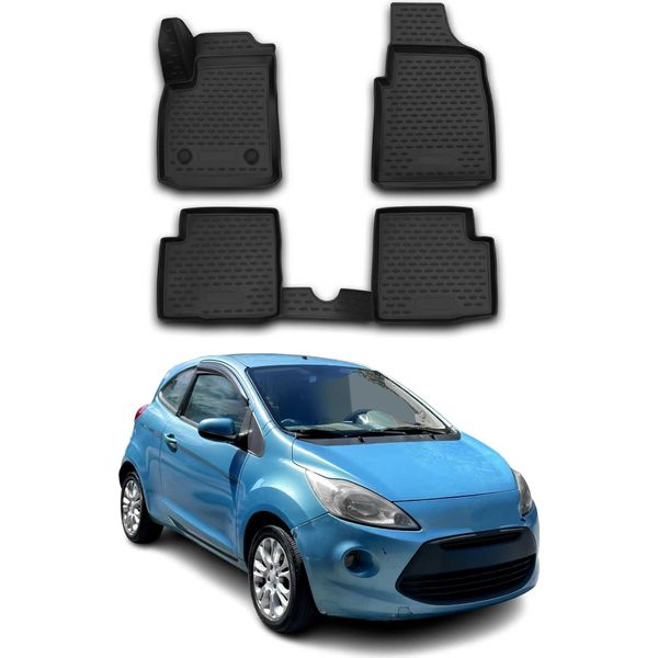2008-2021 Ford Ka Tappetini Tpe Nero 4 Pz-image