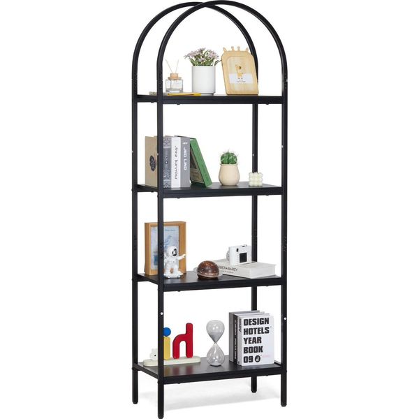 Libreria Rustica Scaffale In Metallo A 4 Livelli Soggiorno Ufficio 1,8 M-image