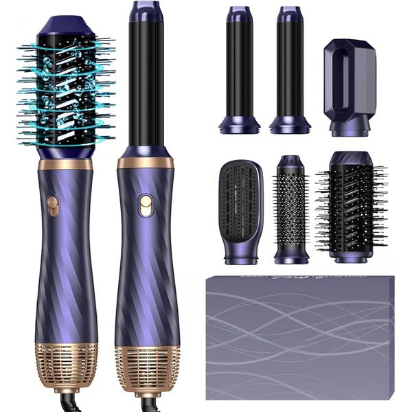 6 In 1 Set Di Asciugacapelli Con Spazzola Rotonda E Ferro Arricciacapelli Ad Aria Calda Spazzola Per Capelli Piastra Per Capelli Asciugacapelli Styler Set Di Asciugacapelli-image