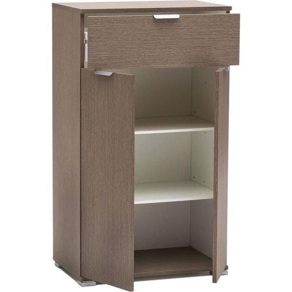 Milanihome.It - Armadietto Con Due Ante E Un Cassetto Per Soggiorno Cucina Bagno Fatto In Italia Cm 60X38X103 Hdi Colorerovere Grigio-image