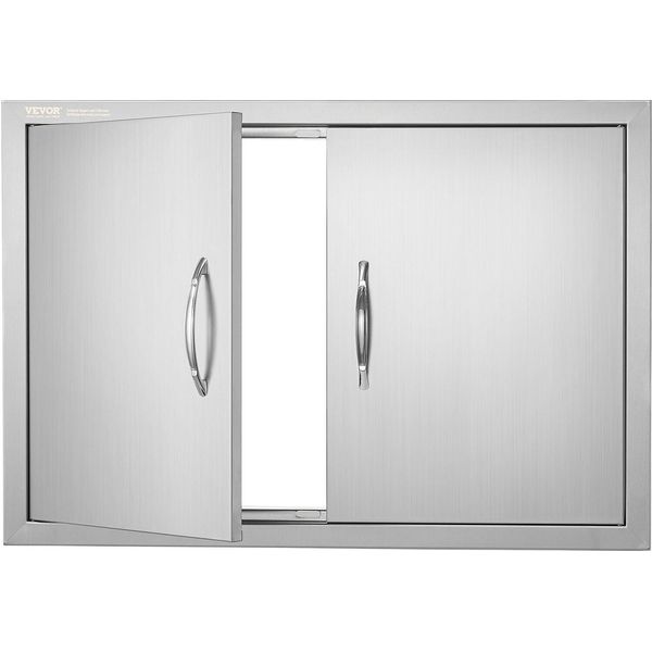 Porta Di Accesso Al Barbecue, 774 X 533 Mm, Doppia Porta Per Cucina Esterna, Porta In Acciaio Inox A Incasso, Porta Verticale A Parete Con Maniglie, Per Isola Barbecue, Postazione Barbecue, Mobile Esterno-image