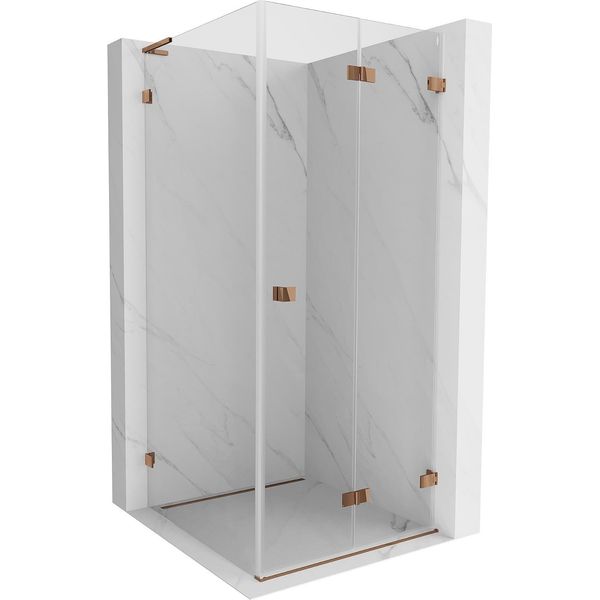 Mexen Lunar-F L Cabina Doccia Pieghevole Destra 100 X 100 Cm, Trasparente, Oro Rosa - 836L-100-100-60-00-P-image