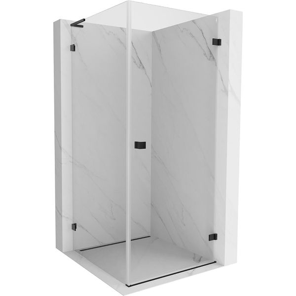 Mexen Lunar-B L Cabina Doccia Battente Destra 80 X 80 Cm, Trasparente, Nero - 832L-080-080-70-00-P-image