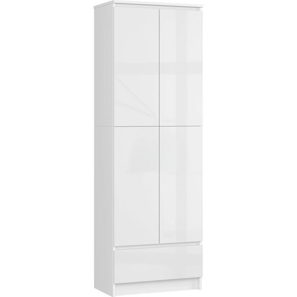Akord Libreria Chiusa Bianco/Bianco Lucido 60X35X180 Cm-image