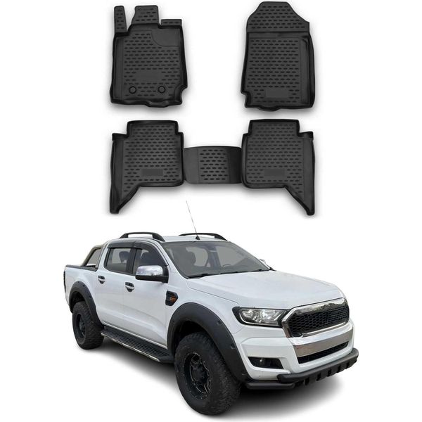 2012-2022 Ford Ranger Doublecab Tappetini In Gomma Nera-image