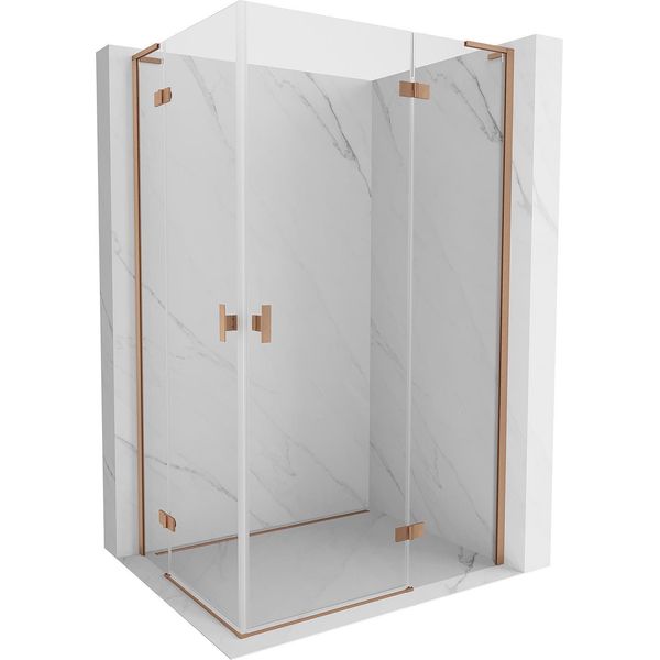 Mexen Mist-H L Duo Cabina Doccia A Battente Destra 85 X 105 Cm, Trasparente, Rame Spazzolato - 8A5L-085L-105P-65-00-image