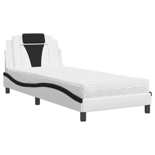 Vidaxl Letto "Viana"" Con Materasso Bianco E Nero 80X200 Cm In Pelle Finta"-image