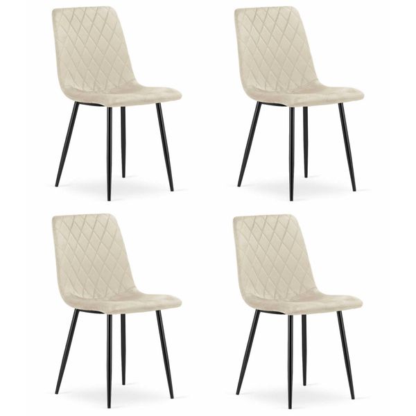 Valora Turin Sedia Beige Velvet X4 - 4 Sedie Beige Per L'arredamento D'interni-image
