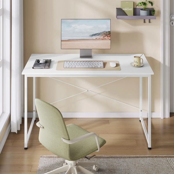 Scrivania - Tavolo Da Computer/Gioco 120X60 Cm - Struttura In Metallo - Piedini Regolabili - Piano In Legno E1 - Design Moderno - Necessario Il Montaggio - Per L'ufficio In Casa - Verde Chiaro-image