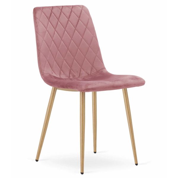 Sedia Valora Turin, Velluto, Gambe In Legno, 1 Pezzo - Sedia Rosa Tenue Con Caldi Accenti In Legno-image