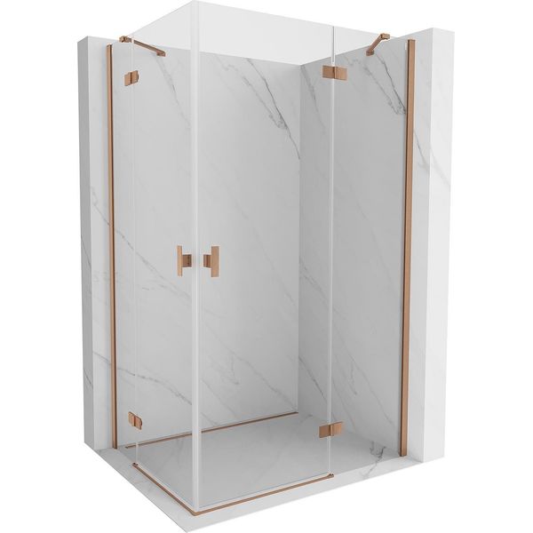 Mexen Mist-H Duo Cabina Doccia A Battente Destra 100 X 115 Cm, Trasparente, Rame Spazzolato - 8A5-100L-115P-65-00-image