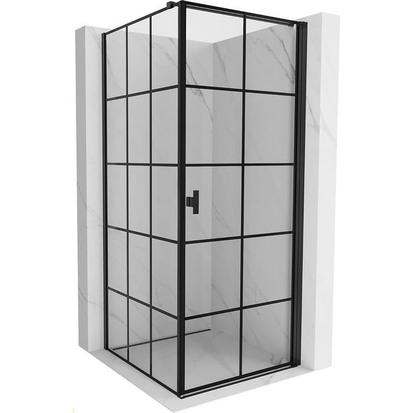 Mexen Mist-B Cabina Doccia A Battente Destra 90 X 90 Cm, Griglia Nera, Nero - 8A2T-090-090-70-77-P-image