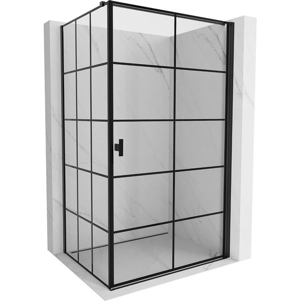 Mexen Mist-B Cabina Doccia Battente Destra 80 X 100 Cm, Griglia Nera, Nera - 8A2T-080-100-70-77-P-image