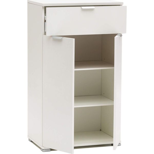 Milanihome.It - Armadietto Con Due Ante E Un Cassetto Per Soggiorno Cucina Bagno Fatto In Italia Cm 60X38X103 Hdi Colorebianco-image