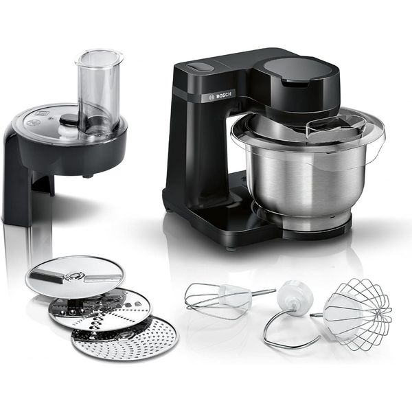Robot Da Cucina Bosch Mum Serie 2 MUMS2EB01, Ciotola In Acciaio Inox Da 3,8 Litri, Impastatrice Planetaria, Gancio Per Impasto, Sbattitore, Frusta In Acciaio Inox, Affettatrice Continua,-image