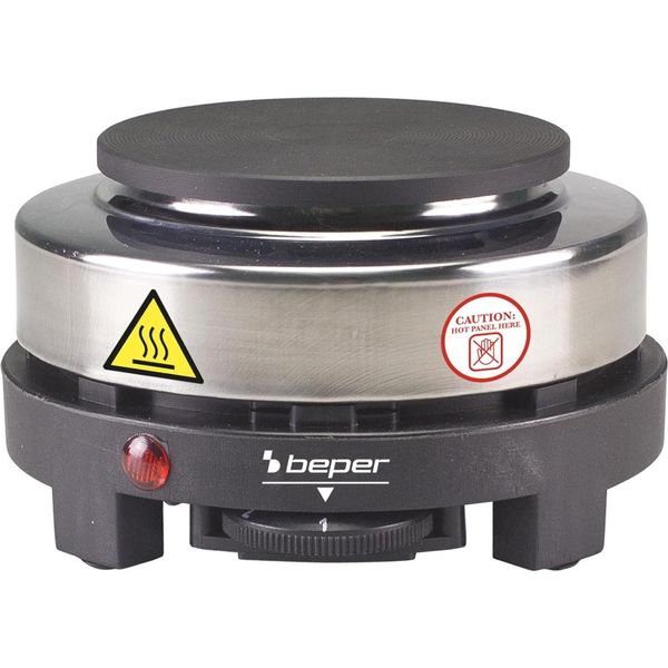 Beper P101PIA003 - Piastra Elettrica In Ghisa/Acciaio Inox, 5 Bruciatori, Singola, Da Campeggio Con Piastra Da 10 Cm, 500W-image