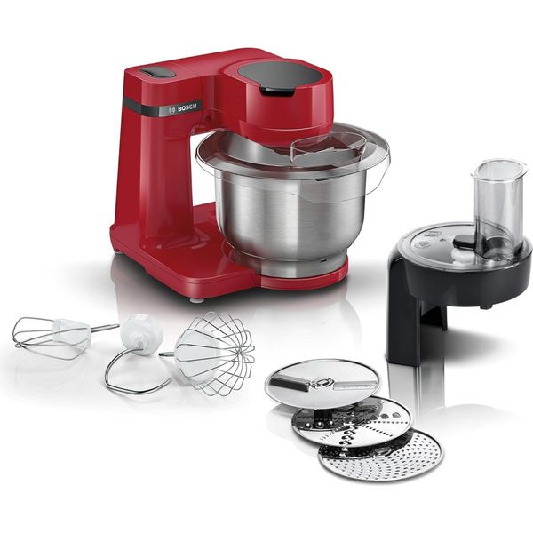 Robot Da Cucina Bosch Mum Serie 2 MUMS2ER01, Ciotola In Acciaio Inox Da 3,8 Litri, Impastatrice Planetaria, Gancio Per Impasto, Sbattitore, Frusta In Acciaio Inox, Affettatrice Continua,-image