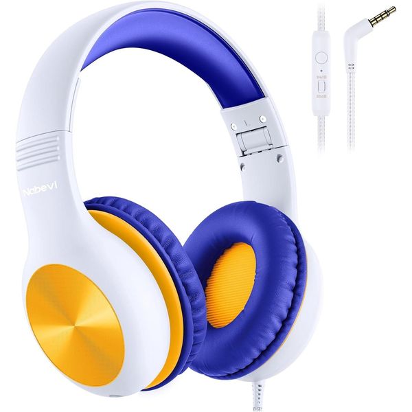 Cuffie Con Cavo, Limite Di Volume 85/94Db, Suono Stereo Hd, Funzione Di Condivisione, Cuffie Over-Ear Pieghevoli Per Bambini Con Microfono Per Scuola/Viaggio/Tablet-image
