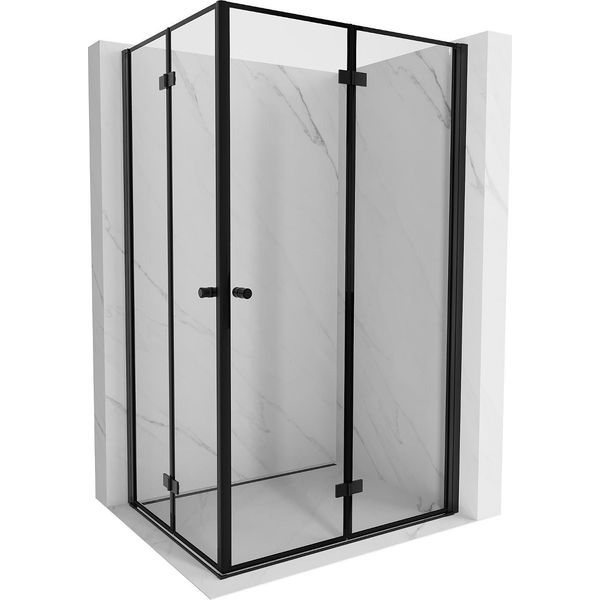 Mexen Mist-F Duo Cabina Doccia Pieghevole Destra 75 X 95 Cm, Cornice Nera, Nera - 8A6-075L-095P-70-70-image