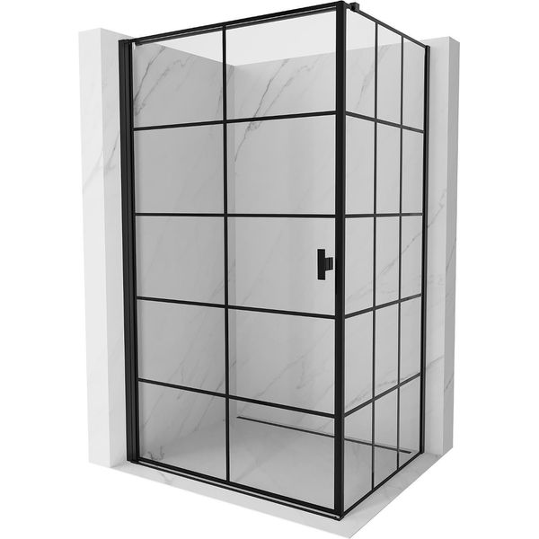 Mexen Mist-B Cabina Doccia Apribile Sinistra 90 X 85 Cm, Griglia Nera, Nero - 8A2T-090-085-70-77-L-image