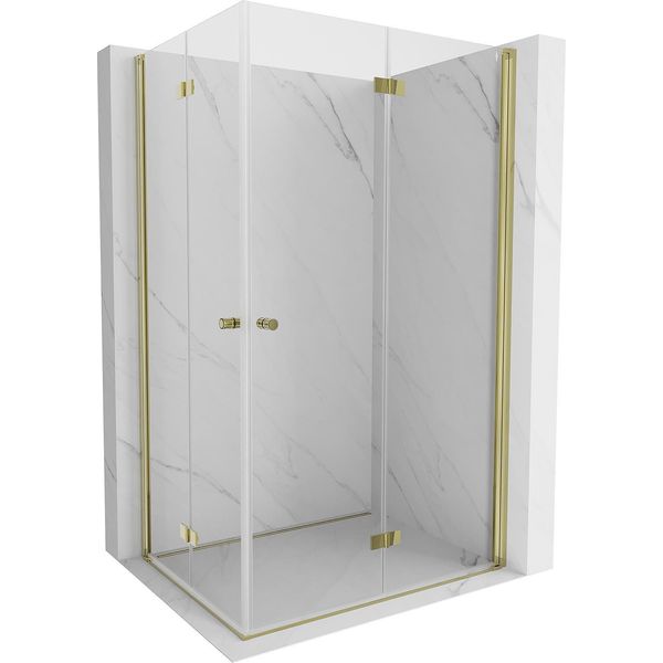 Mexen Mist-F Duo Cabina Doccia Pieghevole Destra 75 X 90 Cm, Trasparente, Oro Spazzolato - 8A6-075L-090P-55-00-image