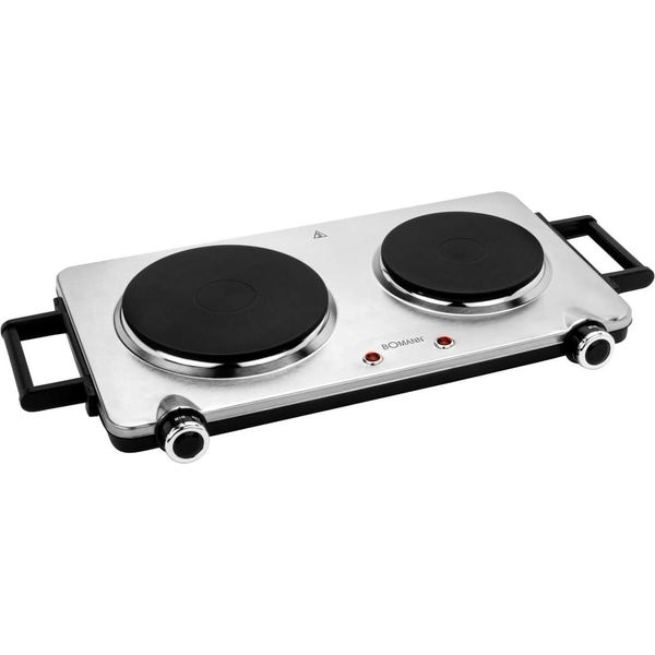 Bomann® Piastra Doppia In Acciaio Inox | Piastra Con 2 Piani Di Cottura 2500W Piano Di Cottura Elettrico Cool Touch Maniglie Piani Di Cottura Protezione Contro Il Surriscaldamento Dkp-image