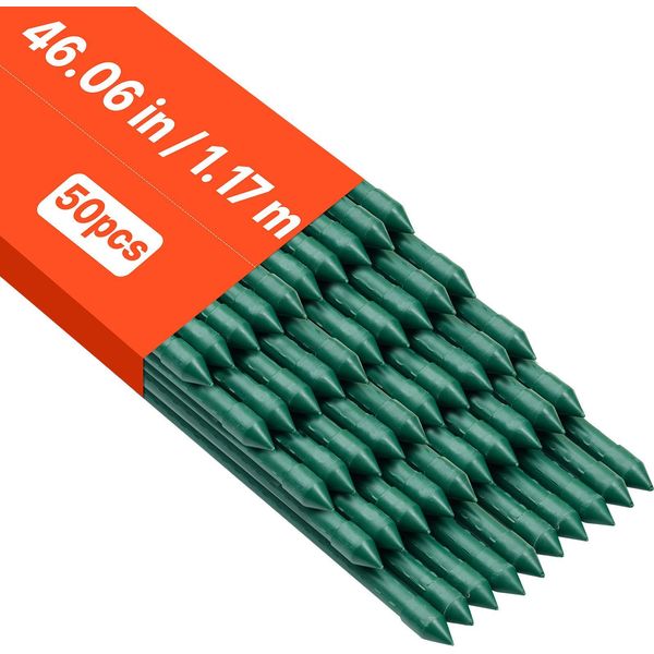 Vevor Supporto Per Rampicanti, Confezione Da 50, Aste Per Piante ⌀11X1170 Mm, Aste Per Pomodori In Metallo Plastificato, Supporto Per Piante Con Estremità Appuntita E Manopole Antiscivolo Per La Coltivazione Di Piante Rampicanti E Ortaggi-image