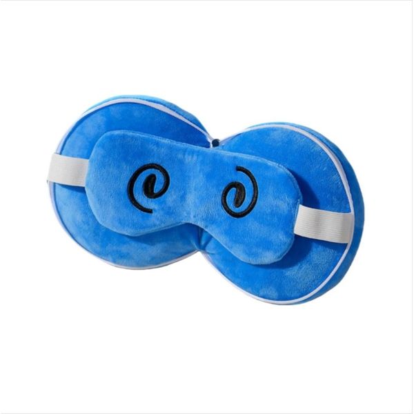 Inf Cuscino Da Viaggio 2 In 1 Blu A Forma Di U E Maschera Per Gli Occhi-image