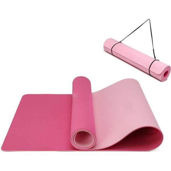 Tappetino Yoga Oak & Tea Tappetino Fitness Antiscivolo Tappetino Sportivo In Tpe Ecologico Con Cinghia Di Trasporto Tappetino Da Ginnastica Per Pilates Yoga Workout 183 X 61 0,6 Cm-image