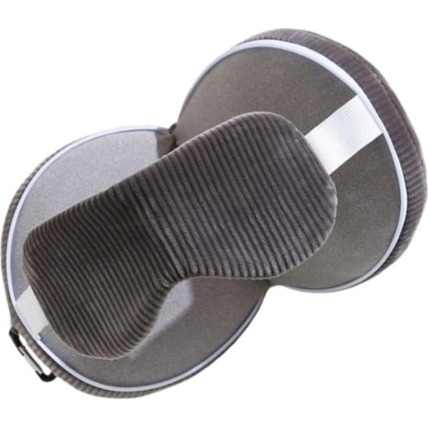 Inf Cuscino Da Viaggio 2 In 1 A Forma Di U Con Maschera Per Gli Occhi Grigio Scuro-image