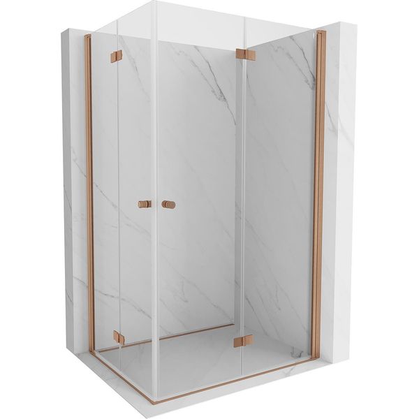 Mexen Mist-F Duo Cabina Doccia Pieghevole Destra 80 X 95 Cm, Trasparente, Rame Spazzolato - 8A6-080L-095P-65-00-image