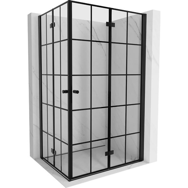 Mexen Mist-F Duo Cabina Doccia Pieghevole Destra 85 X 120 Cm, Griglia Nera, Nero - 8A6-085L-120P-70-77-image